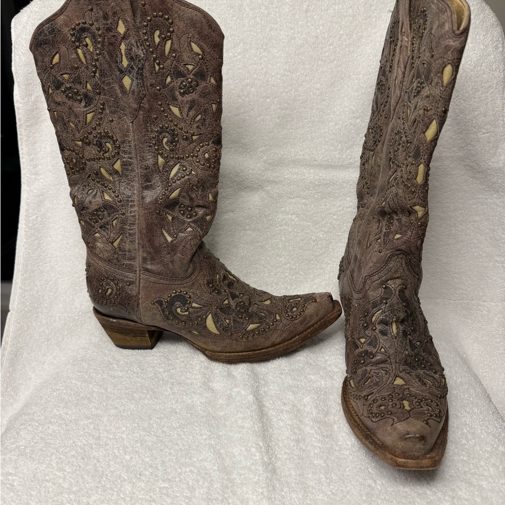 Corral Brown Embroidered Boots - image 4